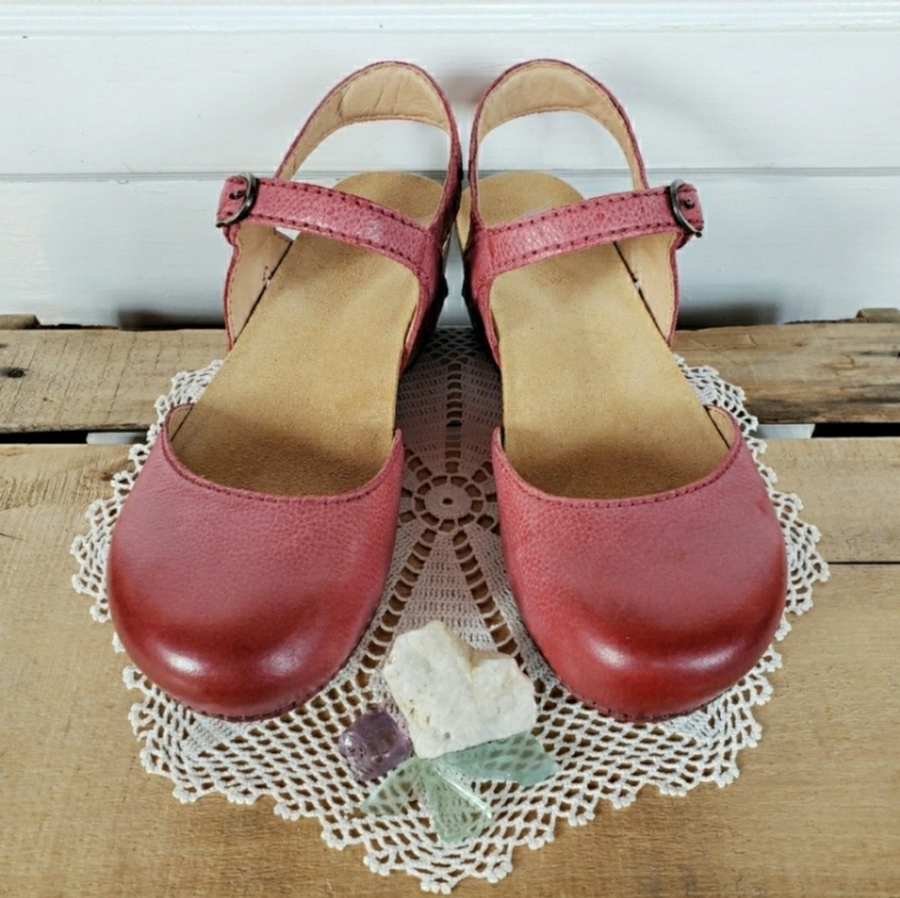 ⚘inQuire⚘AvaiLable!⚘Red Dansko Tiffani Strappy Clog Fairy Boho Cottage Prairie♡ - Picture 6 of 12